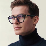 Techsuit Anti-Blue Light Glasses Reflex PC (2228), Round, TR90&Metal Frame, AC Lens, Transparent /Brown