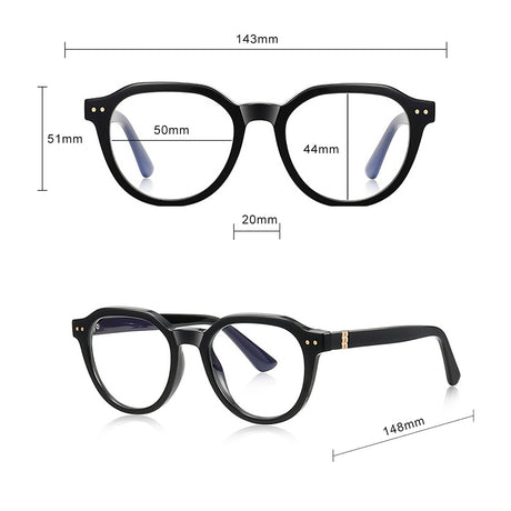 Techsuit Anti-Blue Light Glasses Reflex PC (2228), Round, TR90&Metal Frame, AC Lens, Transparent /Brown