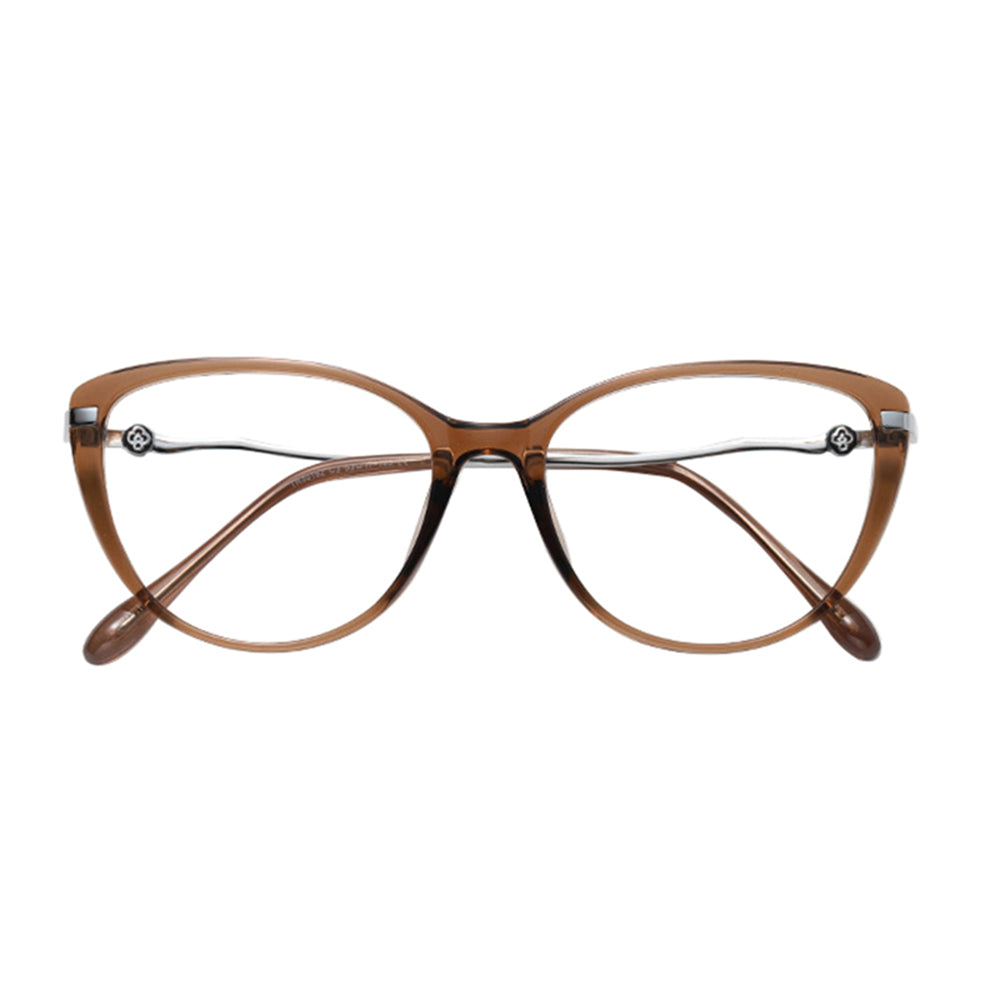 Techsuit Anti-Blue Light Glasses Reflex PC (86162), for Women, Round, TR90&Metal Frame, AC Lens, Argintiu /Brown