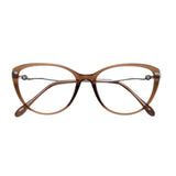 Techsuit Anti-Blue Light Glasses Reflex PC (86162), for Women, Round, TR90&Metal Frame, AC Lens, Argintiu /Brown