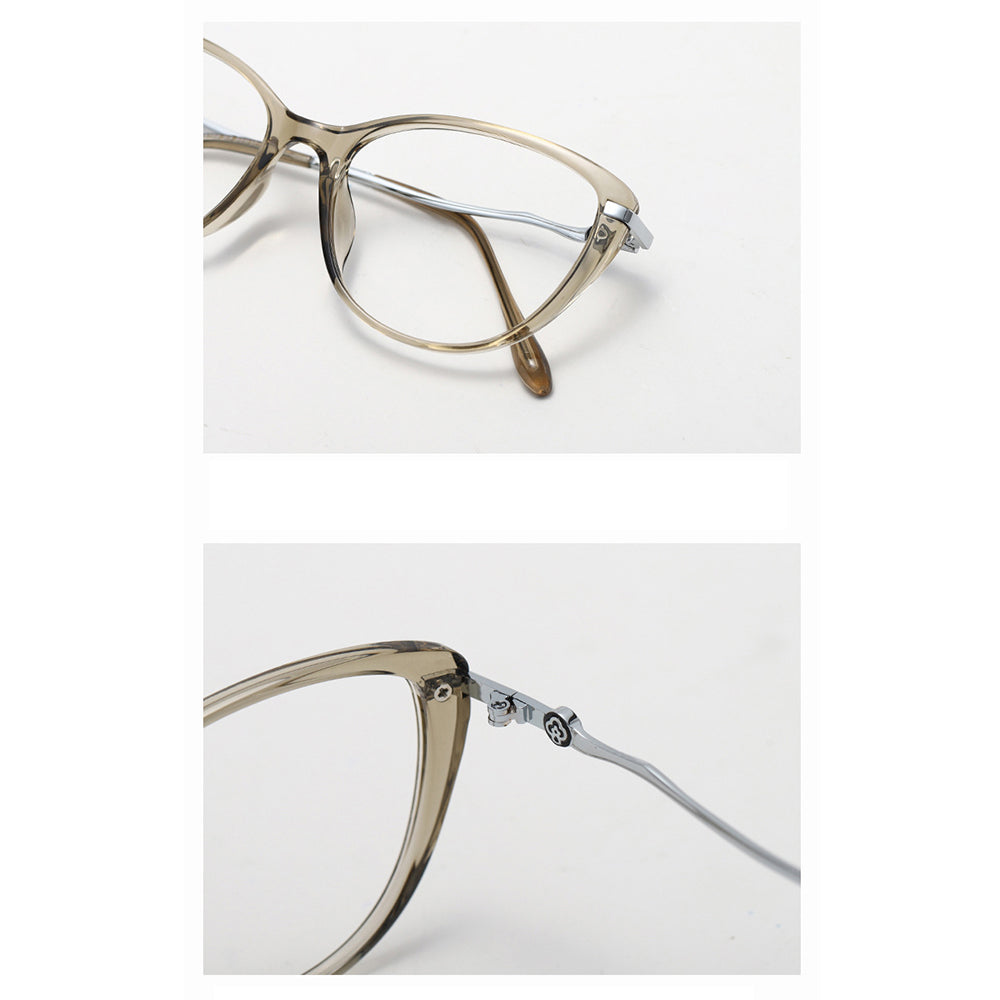 Techsuit Anti-Blue Light Glasses Reflex PC (86162), for Women, Round, TR90&Metal Frame, AC Lens, Argintiu /Beige