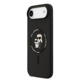 Husa de protectie Karl Lagerfeld Silicone Ring MagSafe (KLHMP17MSCMKCRHK) compatibil cu iPhone 17 Air, Negru Karl&Choupette