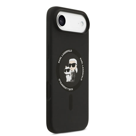 Husa de protectie Karl Lagerfeld Silicone Ring MagSafe (KLHMP17MSCMKCRHK) compatibil cu iPhone 17 Air, Negru Karl&Choupette