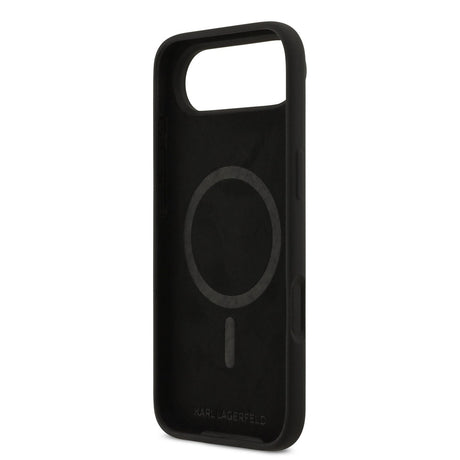 Husa de protectie Karl Lagerfeld Silicone Ring MagSafe (KLHMP17MSCMKCRHK) compatibil cu iPhone 17 Air, Negru Karl&Choupette