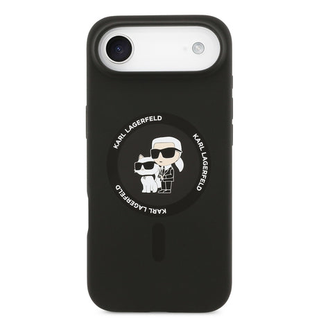 Husa de protectie Karl Lagerfeld Silicone Ring MagSafe (KLHMP17MSCMKCRHK) compatibil cu iPhone 17 Air, Negru Karl&Choupette
