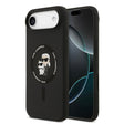 Husa de protectie Karl Lagerfeld Silicone Ring MagSafe (KLHMP17MSCMKCRHK) compatibil cu iPhone 17 Air, Negru Karl&Choupette