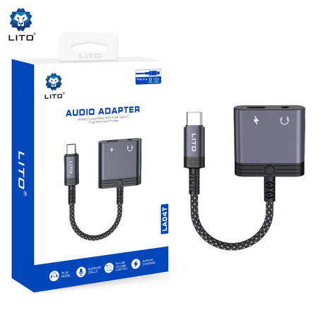 Adaptor Lito Audio Adapter (LA04T), Type-C to Jack 3.5mm, Type-C, Support Calls, Fast Charging, 60W, Negru