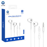 Casti Lito Wired Earphones (LF01A), Jack 3.5mm, Stereo, Half In-ear, with HD Microphone, 1.2m, Alb