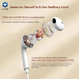 Casti Lito Wired Earphones (LF01A), Jack 3.5mm, Stereo, Half In-ear, with HD Microphone, 1.2m, Alb