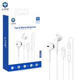 Casti Lito Wired Earphones (LF01T), Type-C, Stereo, Half In-ear, with HD Microphone, 1.2m, Alb