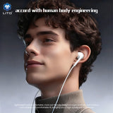 Casti Lito Wired Earphones (LF01T), Type-C, Stereo, Half In-ear, with HD Microphone, 1.2m, Alb