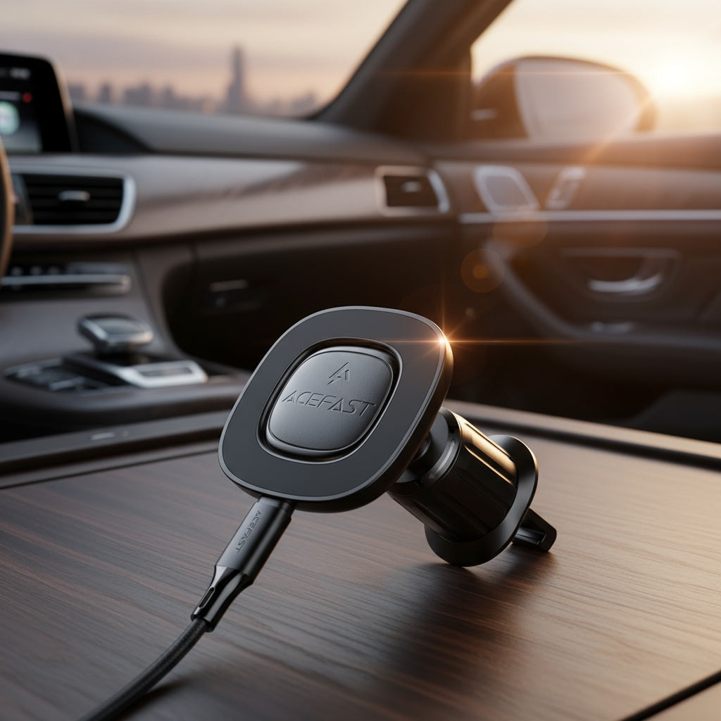 Suport Acefast with Wireless Charging (D46), for Air Vent, Magnetic Grip, Non-Slip, 15W, for 4.7 - , Negru