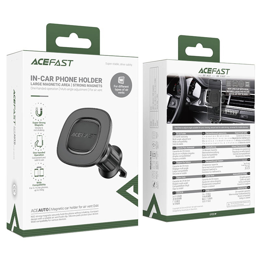 Suport Acefast- Car Holder (D44) Magnetic Grip, for Air Vent, Secure Fit, Non-Slip Pad, Matte Surface, for 4.7-6.9" Phones, Black