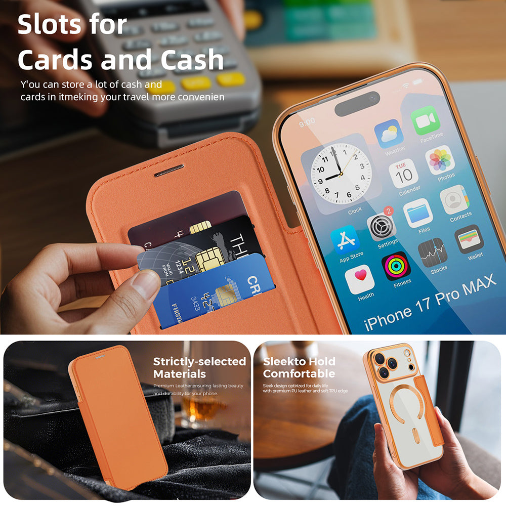 Husa de protectie Techsuit SmartMag Book compatibil cu iPhone 17 Pro Max, Portocaliu