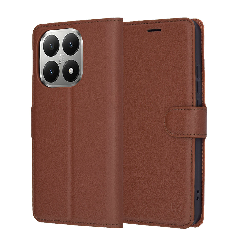 Husa de protectie Techsuit Leather Folio compatibil cu Xiaomi 15T, Maro