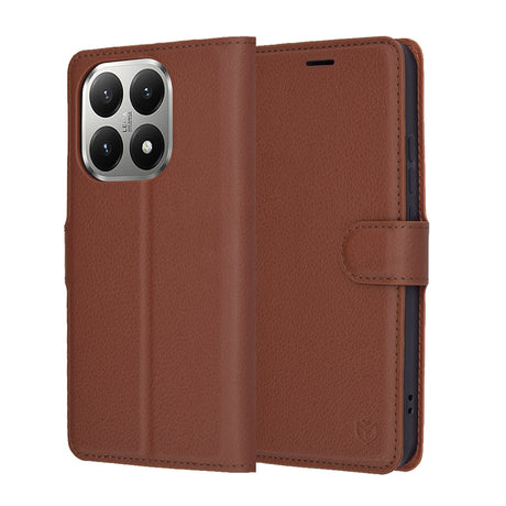 Husa de protectie Techsuit Leather Folio compatibil cu Xiaomi 15T, Maro