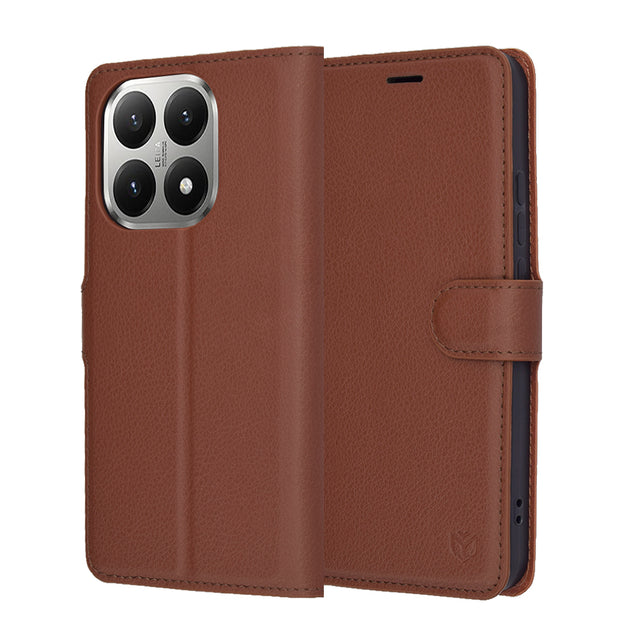 Husa de protectie Techsuit Leather Folio compatibil cu Xiaomi 15T, Maro