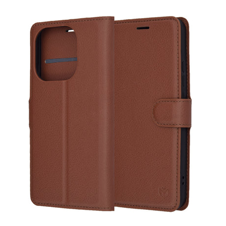 Husa de protectie Techsuit Leather Folio compatibil cu Xiaomi 15T, Maro