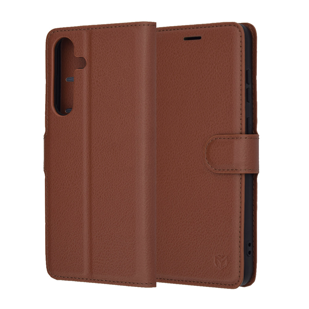 Husa de protectie Techsuit Leather Folio compatibil cu Samsung Galaxy S25 FE, Maro