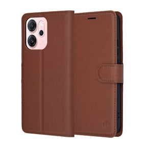 Husa de protectie Techsuit Leather Folio compatibil cu Oppo Reno14 F / Reno14 FS 5G, Maro