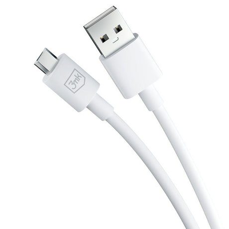 Cablu 3mk Hyper, USB-A to Micro-USB, 5V, 2.4A, 1.2m, Alb
