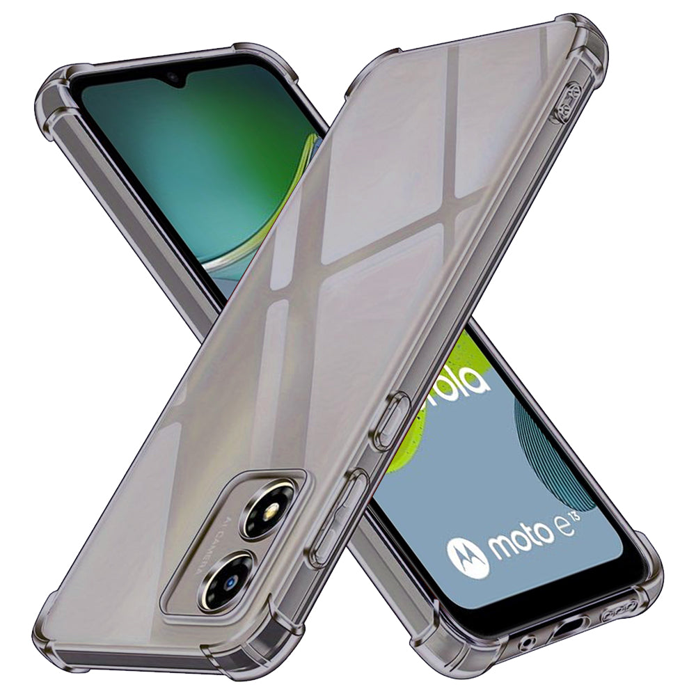 Husa de protectie Techsuit Shockproof Clear Silicone compatibil cu Motorola Moto E13, Negru Fumuriu