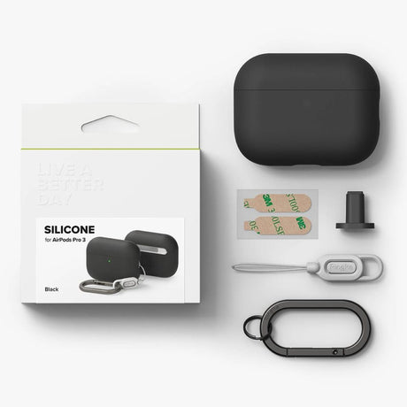 Casti Ringke Silicone, Apple AirPods Pro 3, Negru