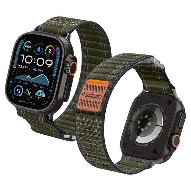 Curea smartwatch Spigen Watchband WBF0 (AMP10142) compatibil cu Apple Watch 8/9/10/11/SE/SE 2/SE 3/Ultra/Ultra 2/Ultra 3 (44/45/46/49mm), Verde