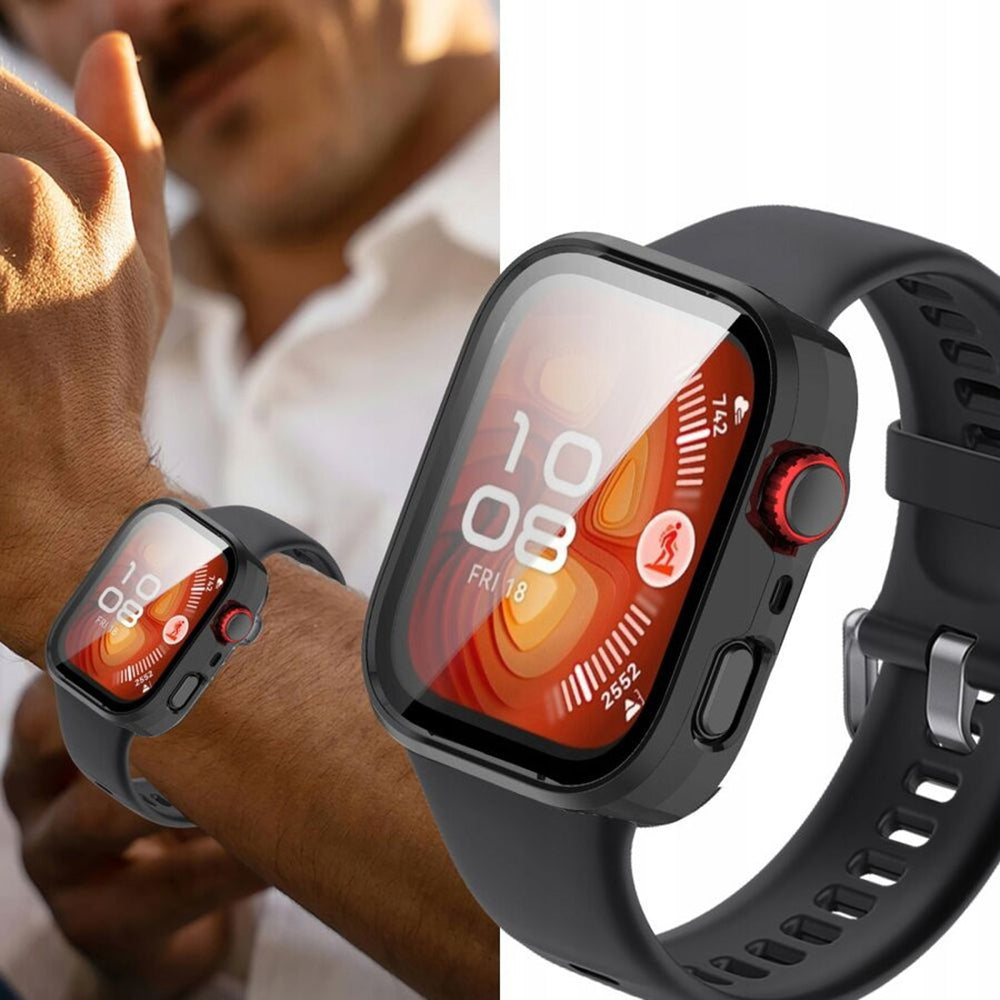 Folie de protectie smartwatch Techsuit Defense360 Pro + Screen Protector compatibil cu Huawei Watch Fit 4 Pro, Negru