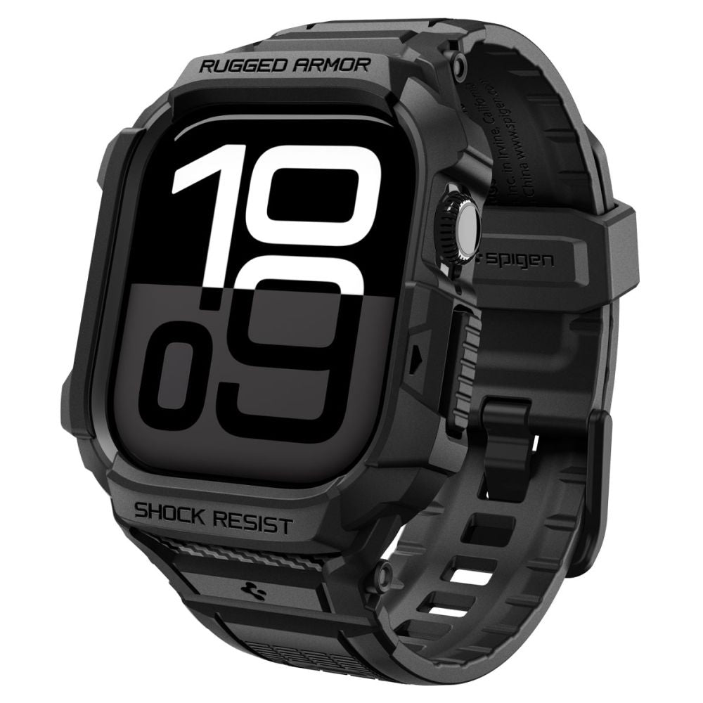 Accesoriu smartwatch Spigen Rugged Armor Pro V2 (ACS10494) compatibil cu Apple Watch 10 42mm / Watch 11 42mm, Negru Mat