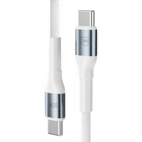 Cablu 3mk Hyper N-Series, Type-C to Type-C, Fast Charge, 60W, 20V/3A, 1m, Alb