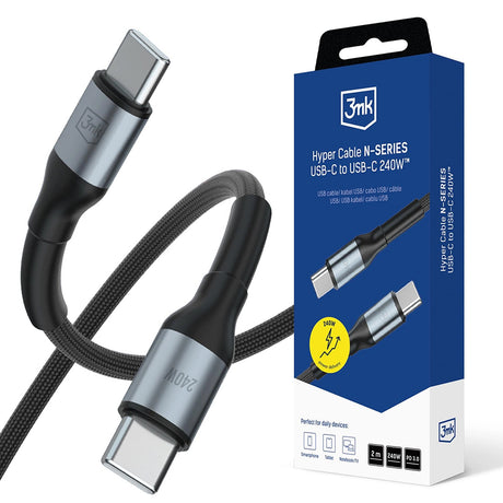 Cablu 3mk Hyper N-Series, Type-C to Type-C, Ultra Fast Charge, 240W, 48V/5A, 2m, Negru