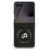 Husa de protectie Karl Lagerfeld Leather Karl & Choupette Pins MagSafe (KLHMZF7PSMLRKCK) compatibil cu Samsung Galaxy Z Flip7, Negru