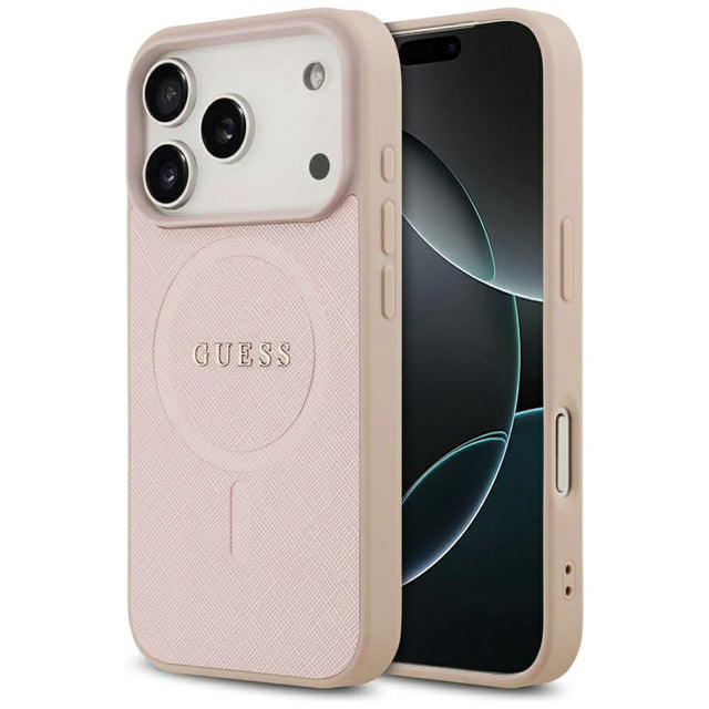 Husa de protectie Guess Saffiano Classic Logo MagSafe (GUHMP17LPSAHMCP) compatibil cu iPhone 17 Pro, Roz