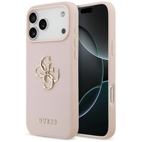 Husa de protectie Guess Hardcase 4G Grained Big and Classic Logo (GUHCP17XPGT4MBP) compatibil cu iPhone 17 Pro Max, Roz