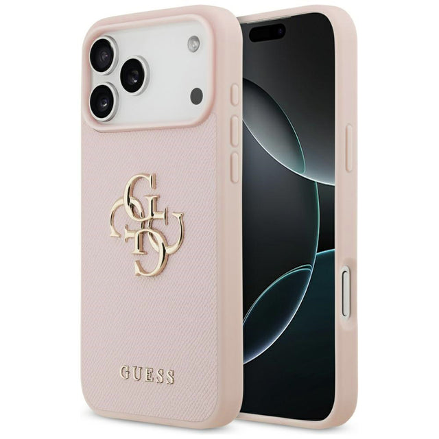 Husa de protectie Guess Hardcase 4G Grained Big and Classic Logo (GUHCP17XPGT4MBP) compatibil cu iPhone 17 Pro Max, Roz