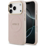 Husa de protectie Guess Peony Hot Stamp compatibil cu iPhone 17 Pro Max, Roz