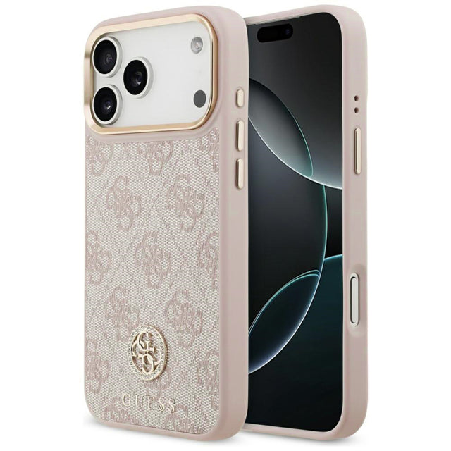 Husa de protectie Guess Hardcase 4G Strass Logo MagSafe (GUHMP17LP4GRMDEP) compatibil cu iPhone 17 Pro, Roz