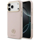 Husa de protectie Guess Grained Strass Logo MagSafe (GUHMP17LPGCRMDEP) compatibil cu iPhone 17 Pro, Roz