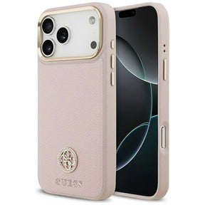 Husa de protectie Guess Grained Strass Logo MagSafe (GUHMP17LPGCRMDEP) compatibil cu iPhone 17 Pro, Roz
