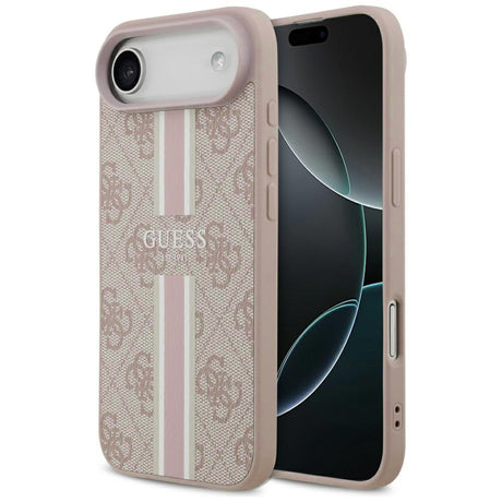 Husa de protectie Guess Hardcase 4G Printed Stripes MagSafe (GUHMP17MP4RPSP) compatibil cu iPhone 17 Air, Roz