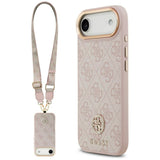 Husa de protectie Guess Hardcase 4G Strass Logo & Big Strap (GUHMP17MP4G4DCSP) compatibil cu iPhone 17 Air, Roz
