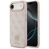 Husa de protectie Guess Hardcase 4G Strass Logo MagSafe (GUHMP17MP4GRMDEP) compatibil cu iPhone 17 Air, Roz