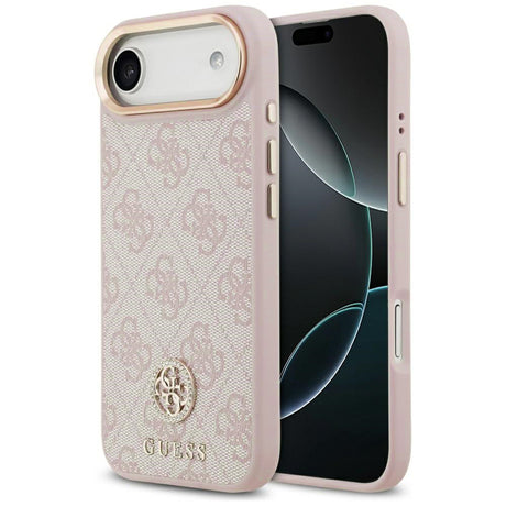 Husa de protectie Guess Hardcase 4G Strass Logo MagSafe (GUHMP17MP4GRMDEP) compatibil cu iPhone 17 Air, Roz
