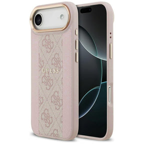 Husa de protectie Guess Hardcase 4G Stripe MagSafe (GUHMP17MPG4SEMCP) compatibil cu iPhone 17 Air, Roz