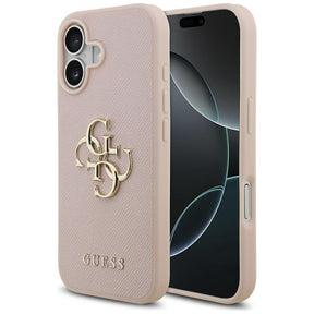 Husa de protectie Guess Hardcase 4G Grained Big and Classic Logo (GUHCP17SPGT4MBP) compatibil cu iPhone 17, Roz