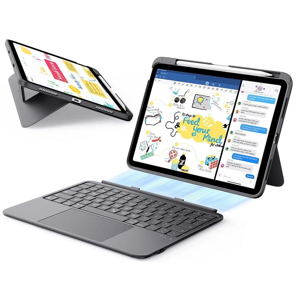 Husa de protectie tableta ESR Flex Keyboard Case compatibil cu iPad Air 4 (2020) / Air 5 (2022) / Air 11 (2024) / Air 11 (2025) / Air 11 (2026), Gri Inchis
