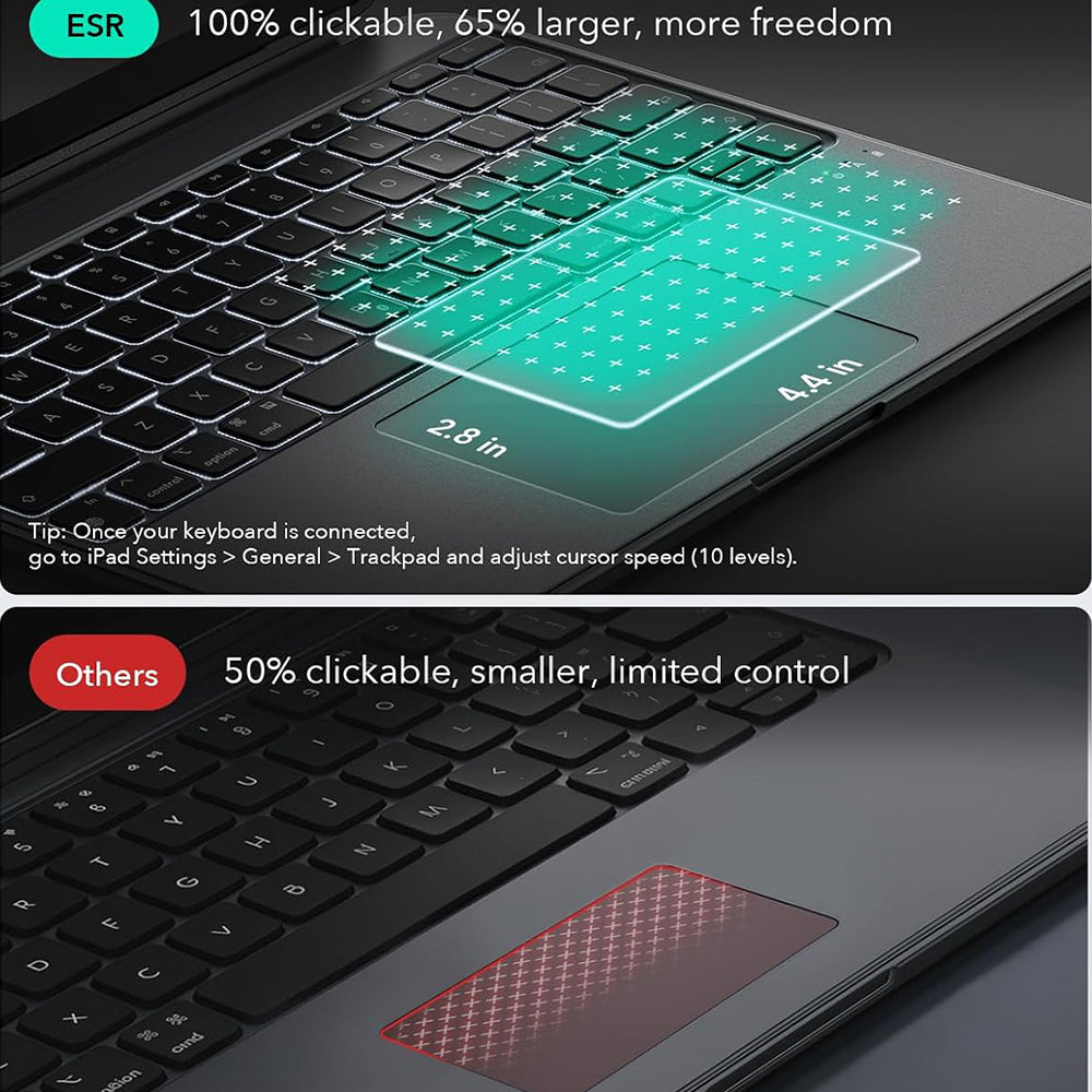 Husa de protectie tableta ESR Shift Keyboard Case compatibil cu iPad Pro 13 (2024) / iPad Pro 13 (2025), Gri Inchis