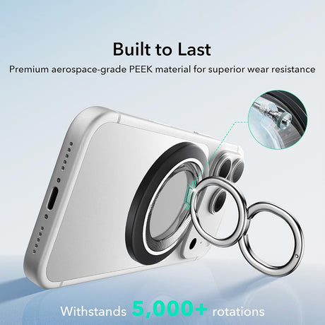 Suport ESR Phone Grip Stand (2K6180161), Magnetic, 360°, 5.2mm Ultra-thin, with HaloLock Universal Ring, Negru