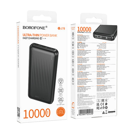 Baterie externa Borofone Clever Series (BJ78), 2x USB, USB-C, Micro-USB, LED Indicator, Fast Charge, 10000mAh, Negru